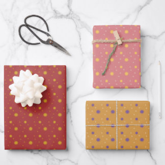 Starlight in three colours wrapping paper set of 3