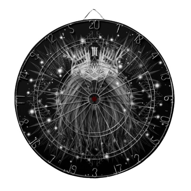 Starlight Lion with Crown Monogram Black Dartboard (Front)