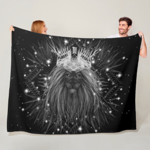 Starlight Lion with Crown Monogram Fleece Blanket