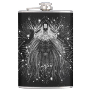 Starlight Lion with Crown Monogram Hip Flask