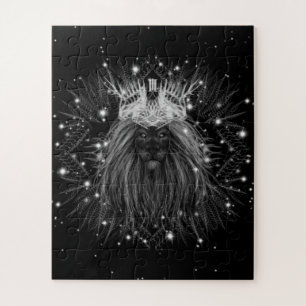 Starlight Lion with Crown Monogram Jigsaw Puzzle