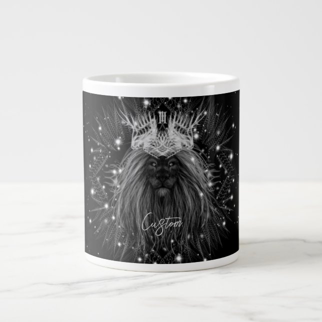 Starlight Lion with Crown Monogram Large Coffee Mug (Front)