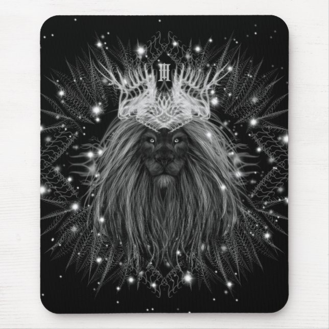 Starlight Lion with Crown Monogram Mouse Mat (Front)