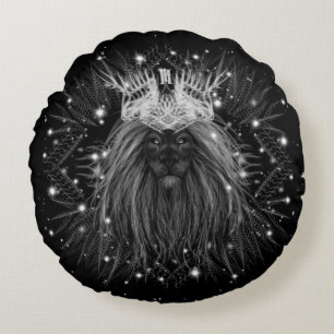 Starlight Lion with Crown Monogram Round Cushion