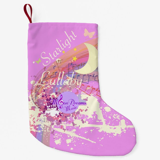 Starlight Lullaby Small Pink Christmas Stocking (Front)