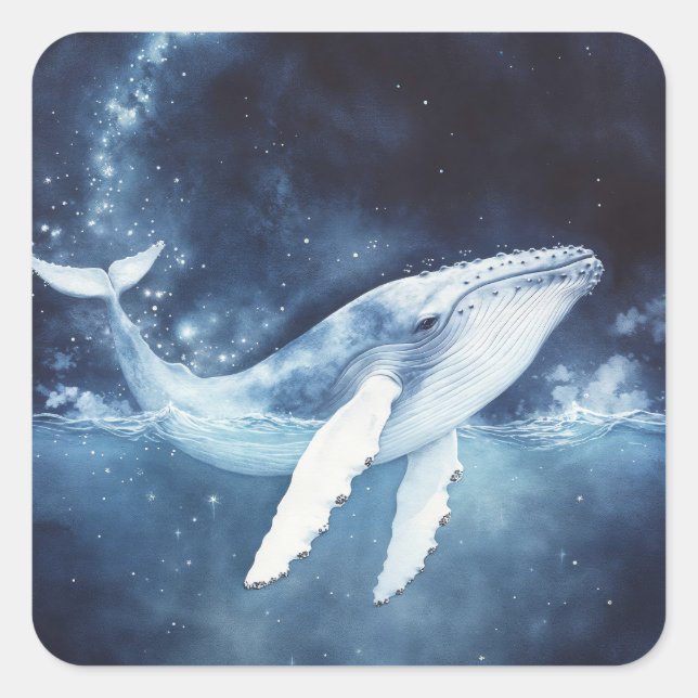 Starlight Path of the Humpback Whale Square Sticker (Front)