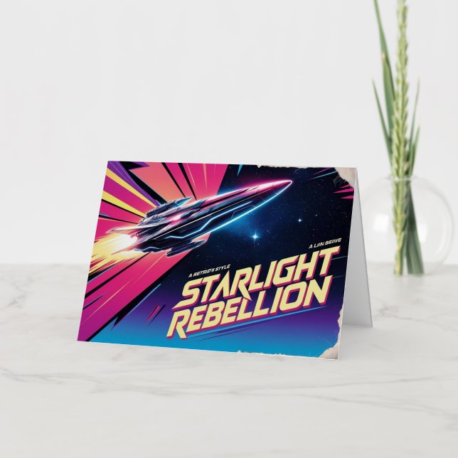 Starlight Rebellion Retro Pop Culture Poster 80s- Foil Greeting Card (Front)