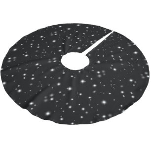 Starlight Sparkles Black and White Stars Brushed Polyester Tree Skirt