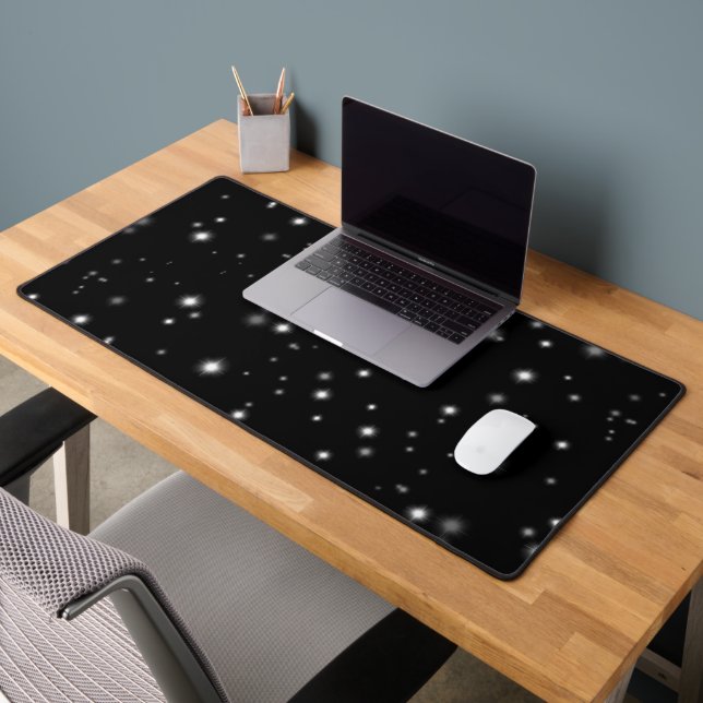 Starlight Sparkles Black and White Stars Desk Mat (Office 2)