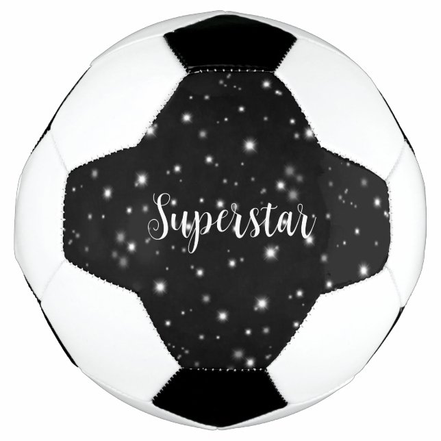 Starlight Sparkles Black and White Stars Football (Front)