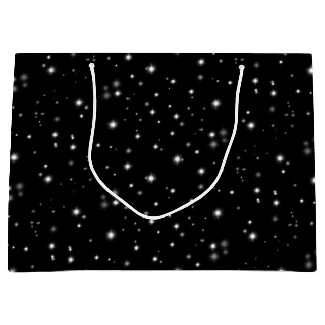 Starlight Sparkles Black and White Stars Large Gift Bag (Front)