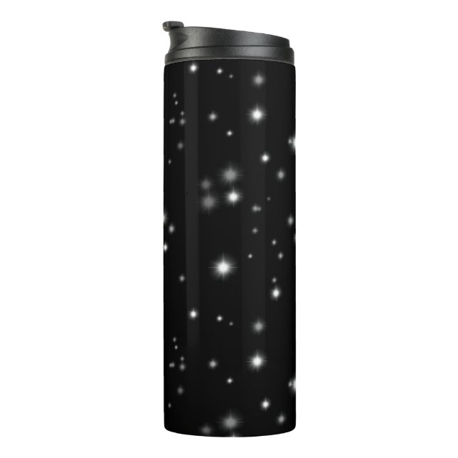 Starlight Sparkles Black and White Stars Thermal Tumbler (Rotated Right)