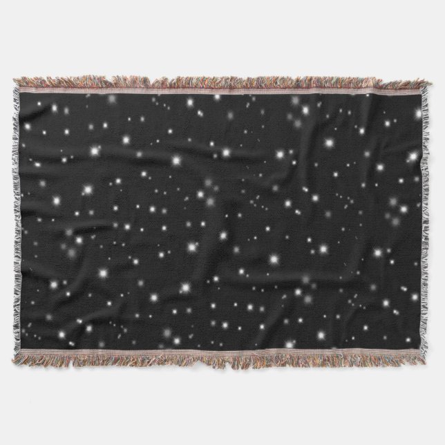 Starlight Sparkles Black and White Stars Throw Blanket (Front)