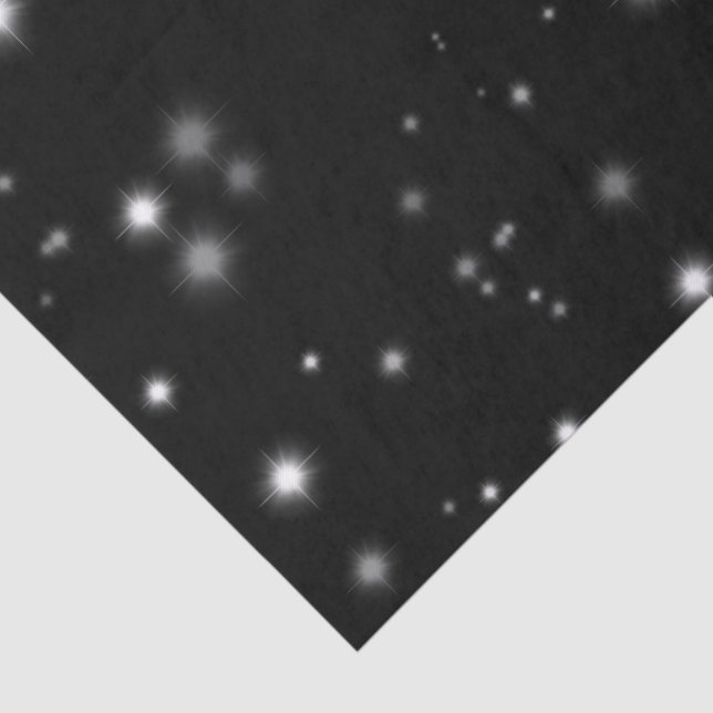 Starlight Sparkles Black and White Stars Tissue Paper (Detail)