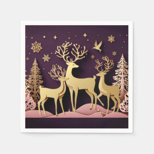 Starlight Stags – Dreamlike Holiday Pattern Napkin