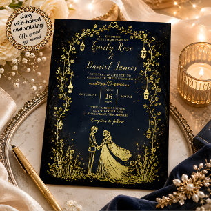 Starlight Symphony Gold Foil Wedding Invitation