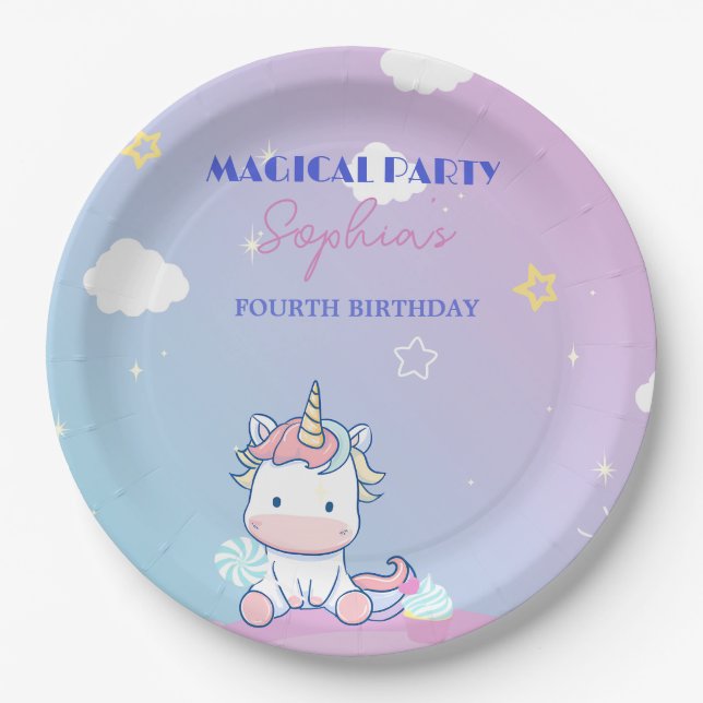 Starlight Unicorn Party Plate (Front)