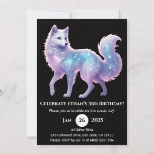 Starlight White Wolf Birthday Invitation