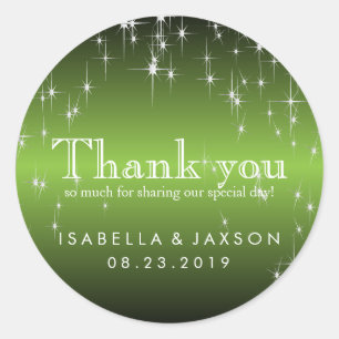 Starlights in Metallic Lime Green Classic Round Sticker