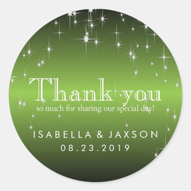 Starlights in Metallic Lime Green Classic Round Sticker (Front)