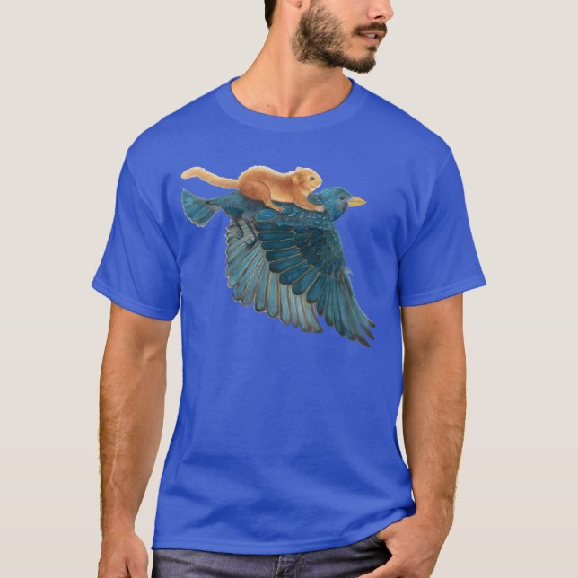 Starling Bird and Dormouse Flying girl T-Shirt (Front)