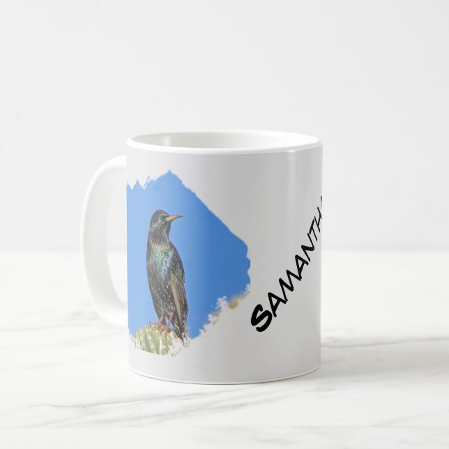 Starling on Saguaro Cactus Photo Southwest  Coffee Mug (Front Left)