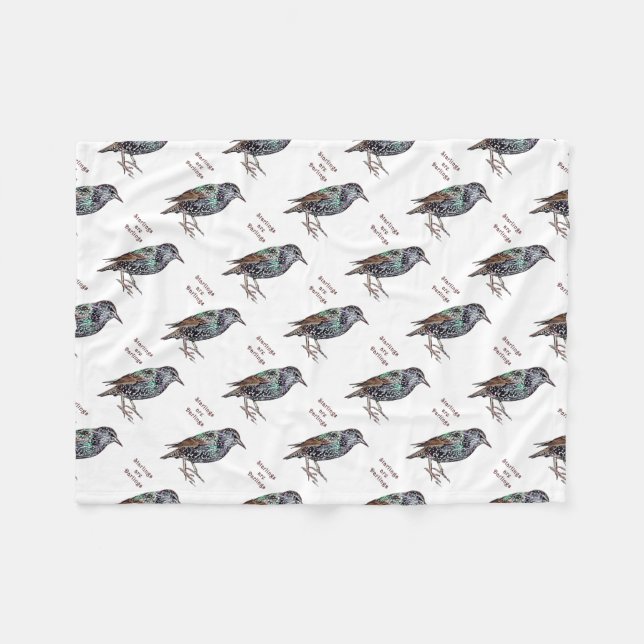 Starlings Are Darlings Fleece Blanket (Front (Horizontal))