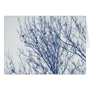 Starlings in a Tree - Cyanotype Effect