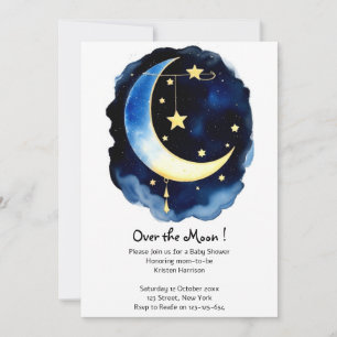 Starlit Adventure: Moon and Stars Baby Shower Invitation