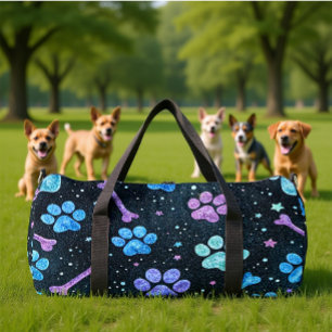 Starlit Bones Paw Print Duffle Bag