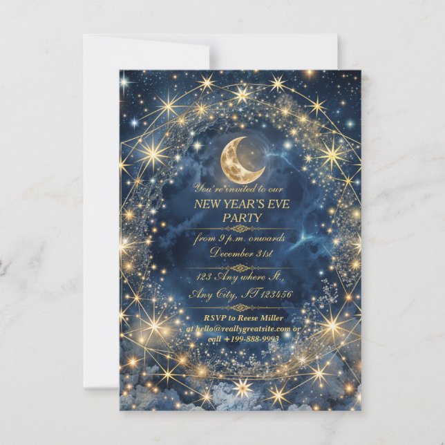 Starlit Celebration: New Year's Eve Invitation (Front)