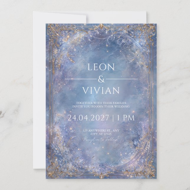 Starlit Crystal Sky Wedding  Invitation (Front)