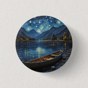 "Starlit Drift: Fishing Under the Cosmos 3 Cm Round Badge