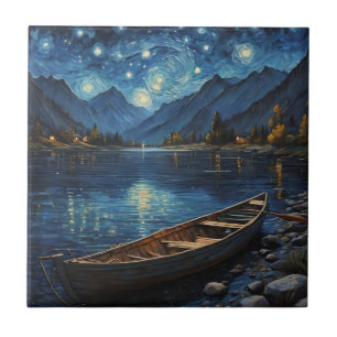 "Starlit Drift: Fishing Under the Cosmos Tile