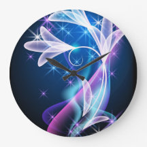 Starlit Elegance: Floral Design Deep Blue clock