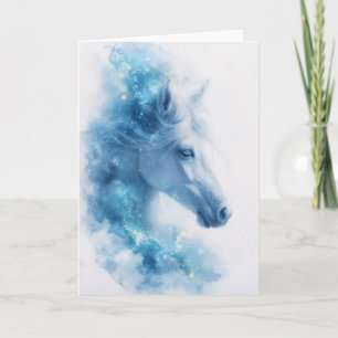 Starlit Elegance of a White Horse Card