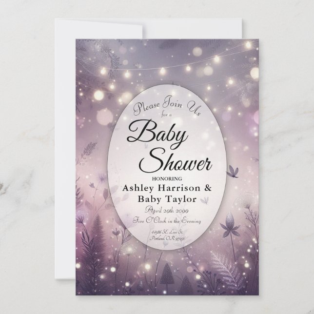 Starlit Enchantment in Bloom Baby Shower Invitation (Front)