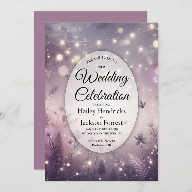Starlit Enchantment in Bloom Wedding Invitation (Front/Back)
