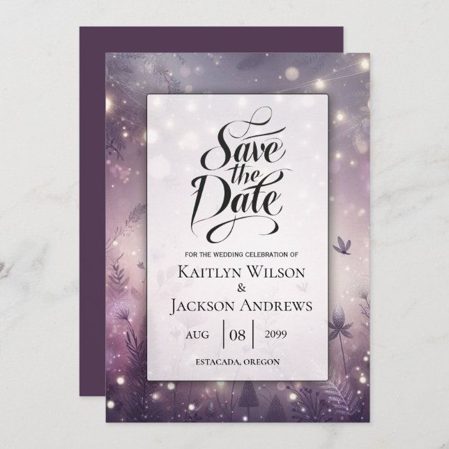 Starlit Enchantment in Bloom Wedding Save The Date (Front/Back)