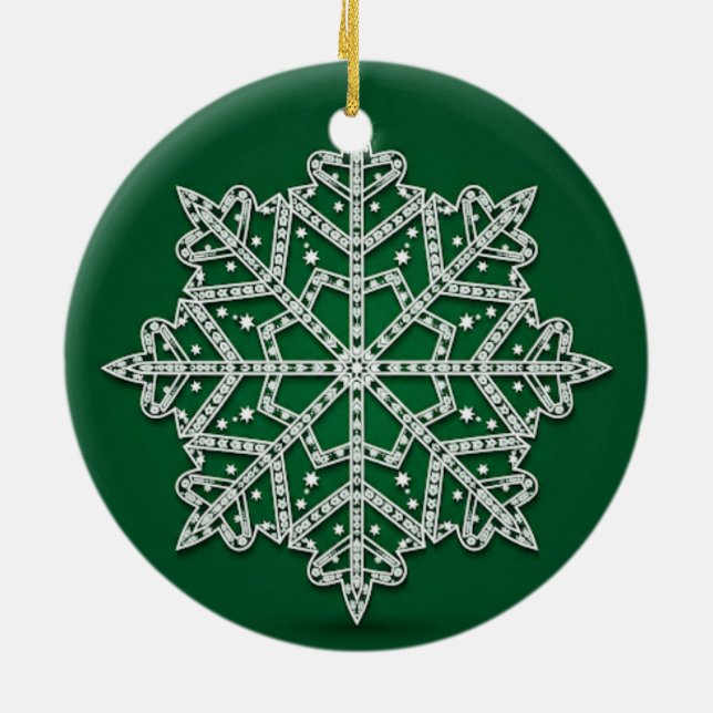 Starlit Evergreen Snowflake — Elegant Ornament (Back)