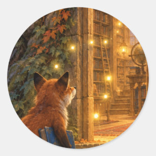 Starlit Fox Library Adventure Classic Round Sticker