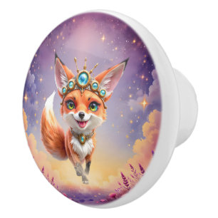 Starlit Fox of the Moonlit Meadows. Ceramic Knob