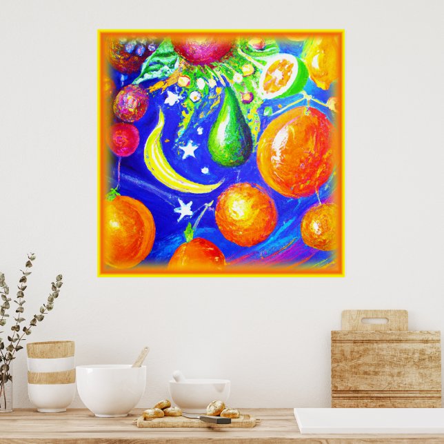Starlit Fruit Basket. Buy Now Poster (Kitchen)