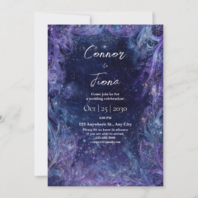Starlit Galaxy Wedding Invitation (Front)