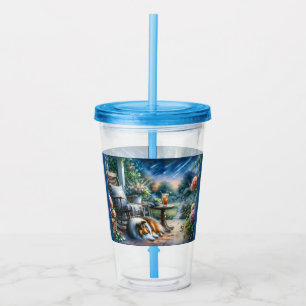 Starlit Garden Porch Sheltie Dream Acrylic Tumbler