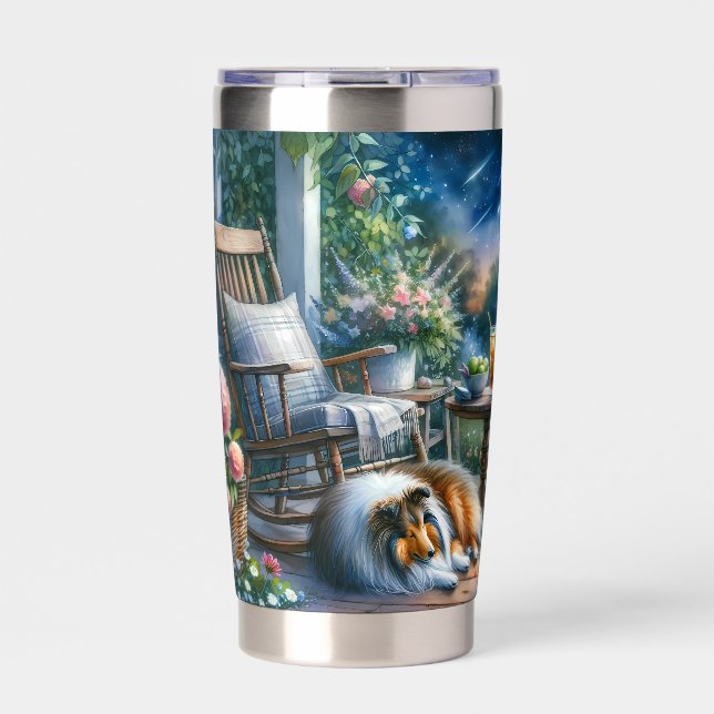 Starlit Garden Porch Sheltie Dream Insulated Tumbler (Front)