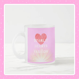 Starlit Hearts Fashion Red Heart Shine Frosted Glass Coffee Mug