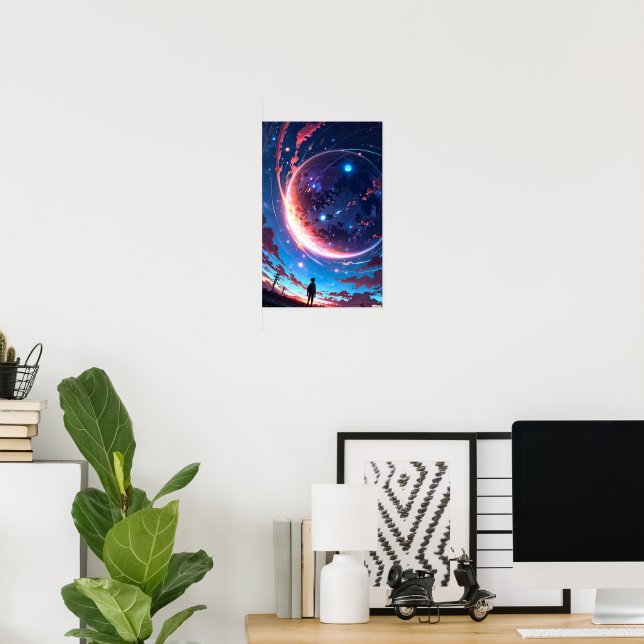 Starlit Horizon - Anime Space Poster (Home Office)
