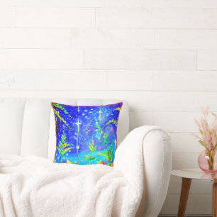 "Starlit Jungle" Cute Painting. Buy Now Cushion