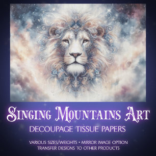 Starlit Majesty Royal Lion Decoupage Tissue Paper